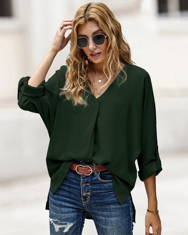 Zeagoo V-Neck Long Sleeve Buckle Shirt Plain Shirts Shirt Top Elegant Shirts Casual Slim Fit Basic – Green M Zeagoo V-Neck Long Sleeve Buckle Shirt Plain Shirts Shirt Top Elegant Shirts Casual Slim Fit Basic – Green M