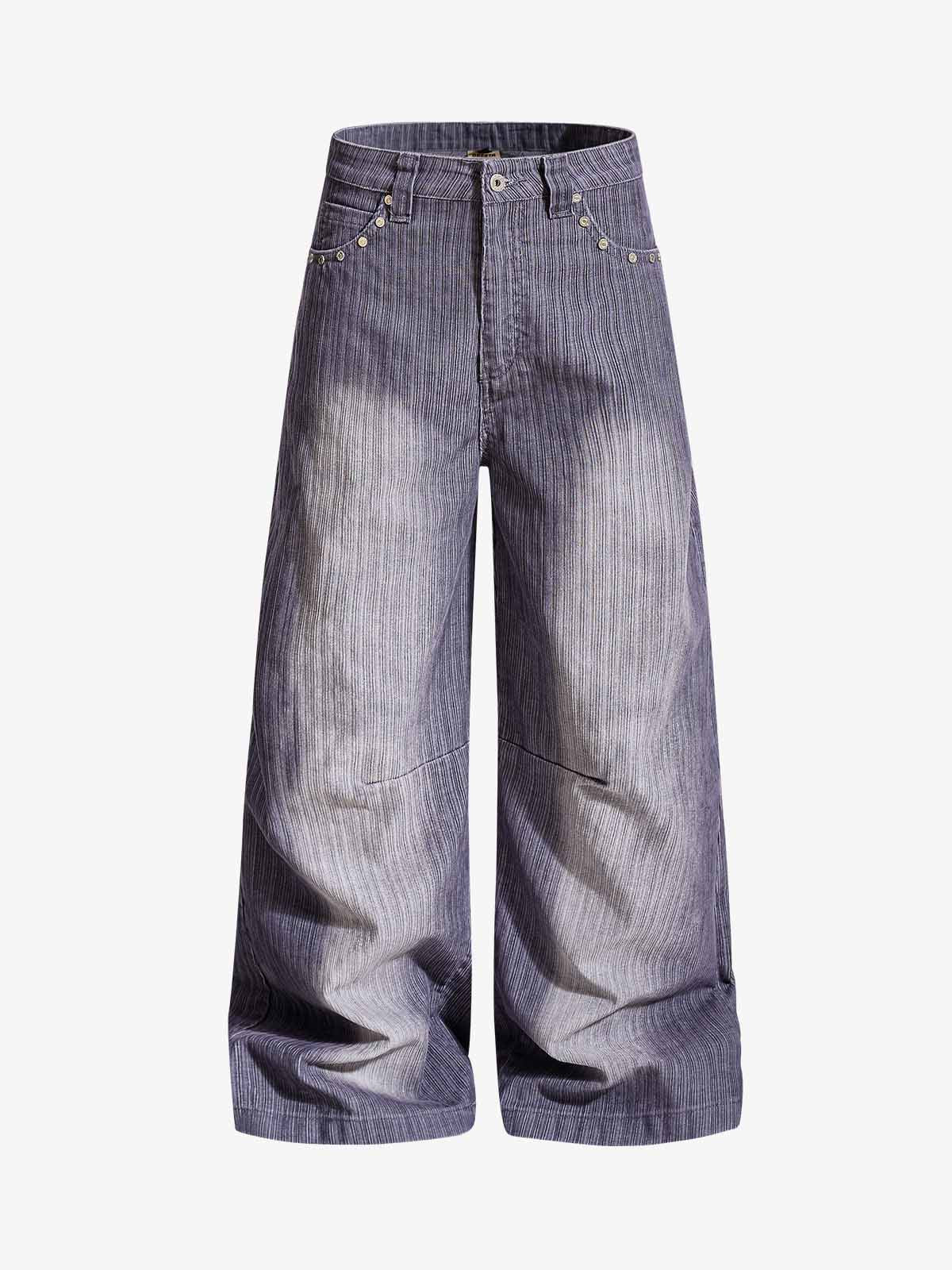 Vintage Washed Pinstripe Studded Baggy Jeans Vintage Washed Pinstripe Studded Baggy Jeans