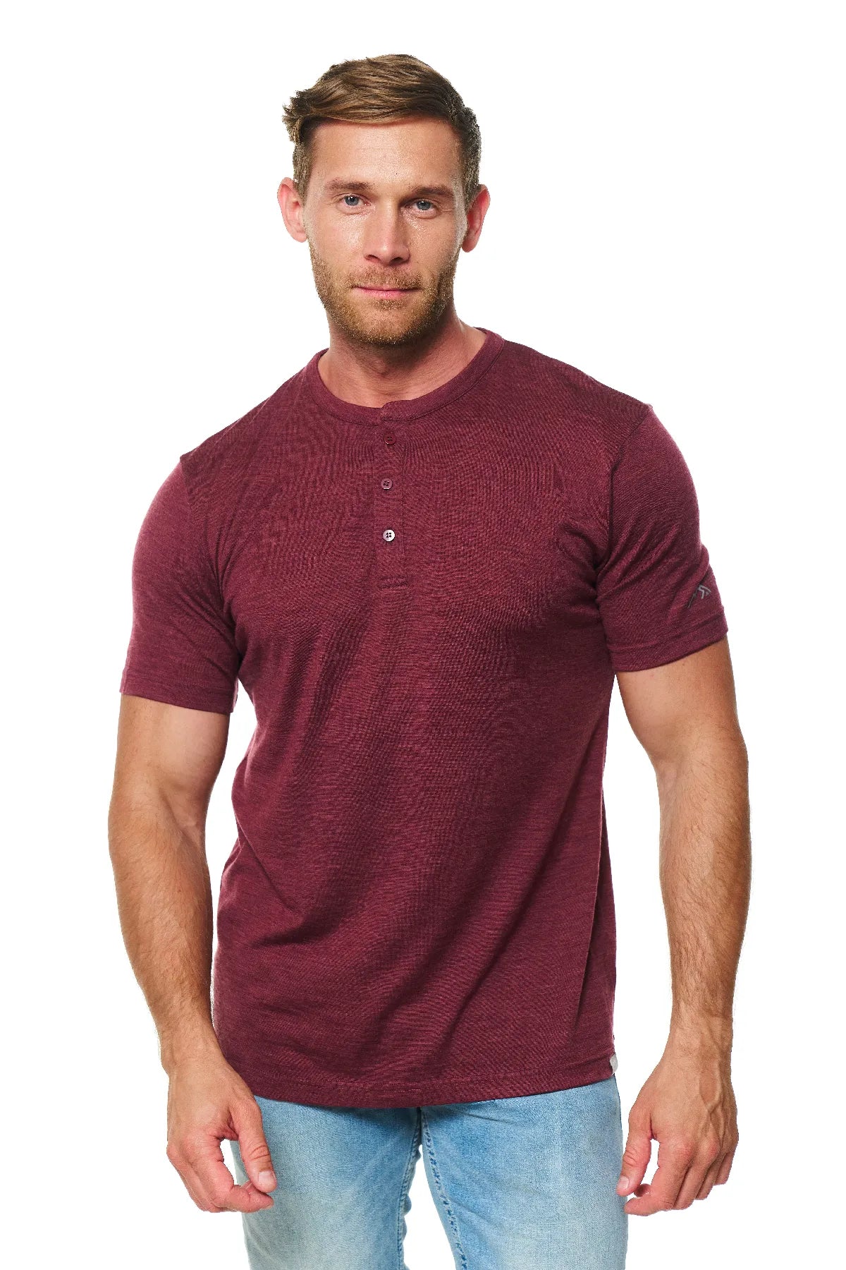 Men’s Merino Wool Henley shirt Burgundy Men’s Merino Wool Henley shirt Burgundy