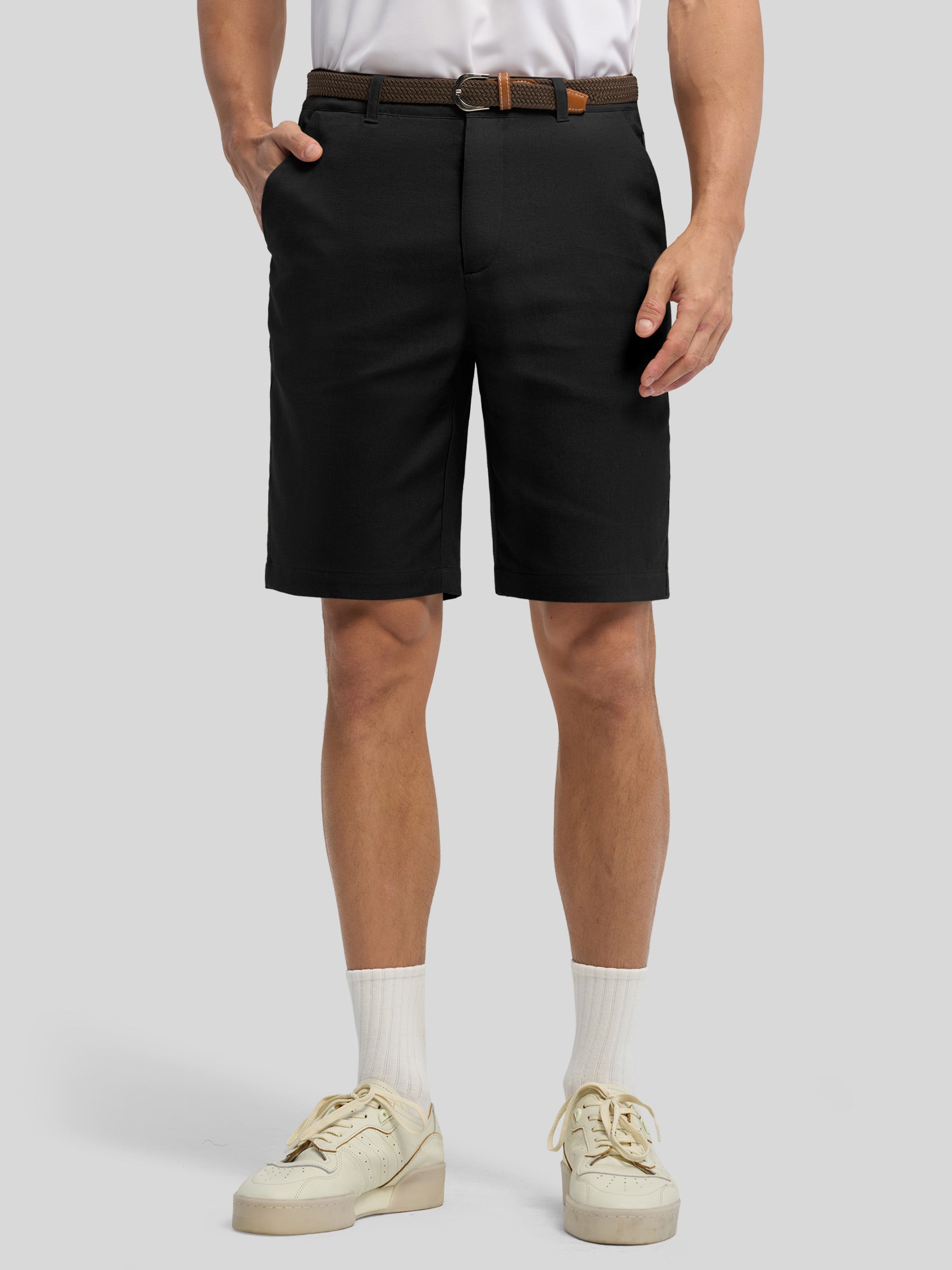 Men’s Linen Shorts Inch Flat Front