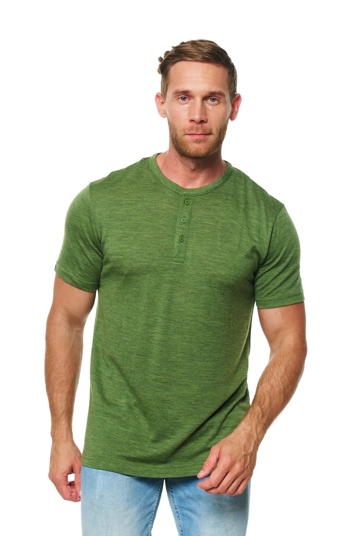 Men’s Merino Wool Henley shirt Olive Green Men’s Merino Wool Henley shirt Olive Green
