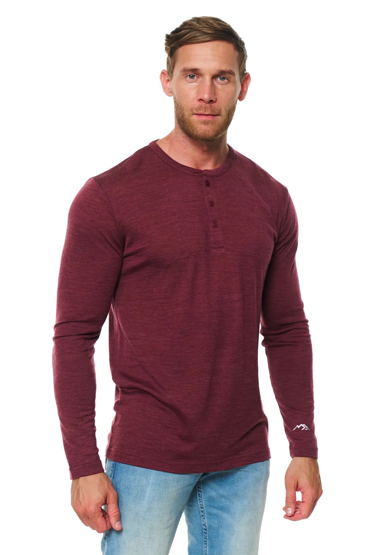 Men’s Merino Wool Long Sleeve Henley Shirt Burgundy Men’s Merino Wool Long Sleeve Henley Shirt Burgundy