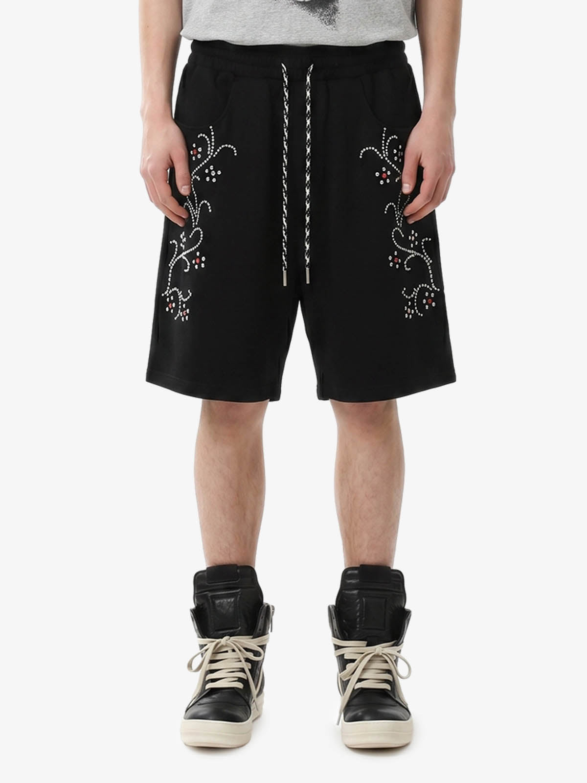 Rhinestone Graphic Knit Shorts Rhinestone Graphic Knit Shorts