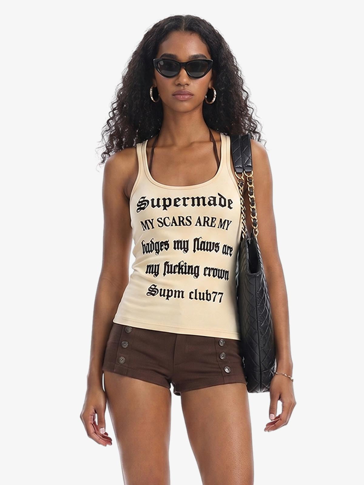 Graphic Text Racerback Slim Fit Tank Top Graphic Text Racerback Slim Fit Tank Top