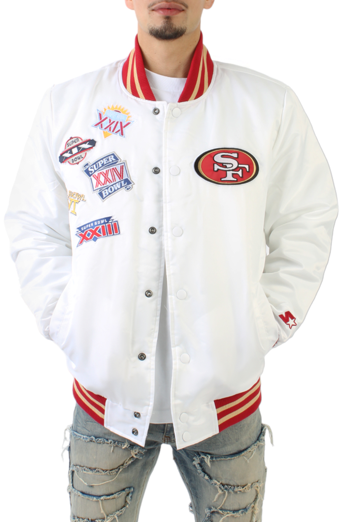 Men NFL ers Champion Jacket Jackets S WhiteRed Men NFL ers Champion Jacket Jackets S WhiteRed