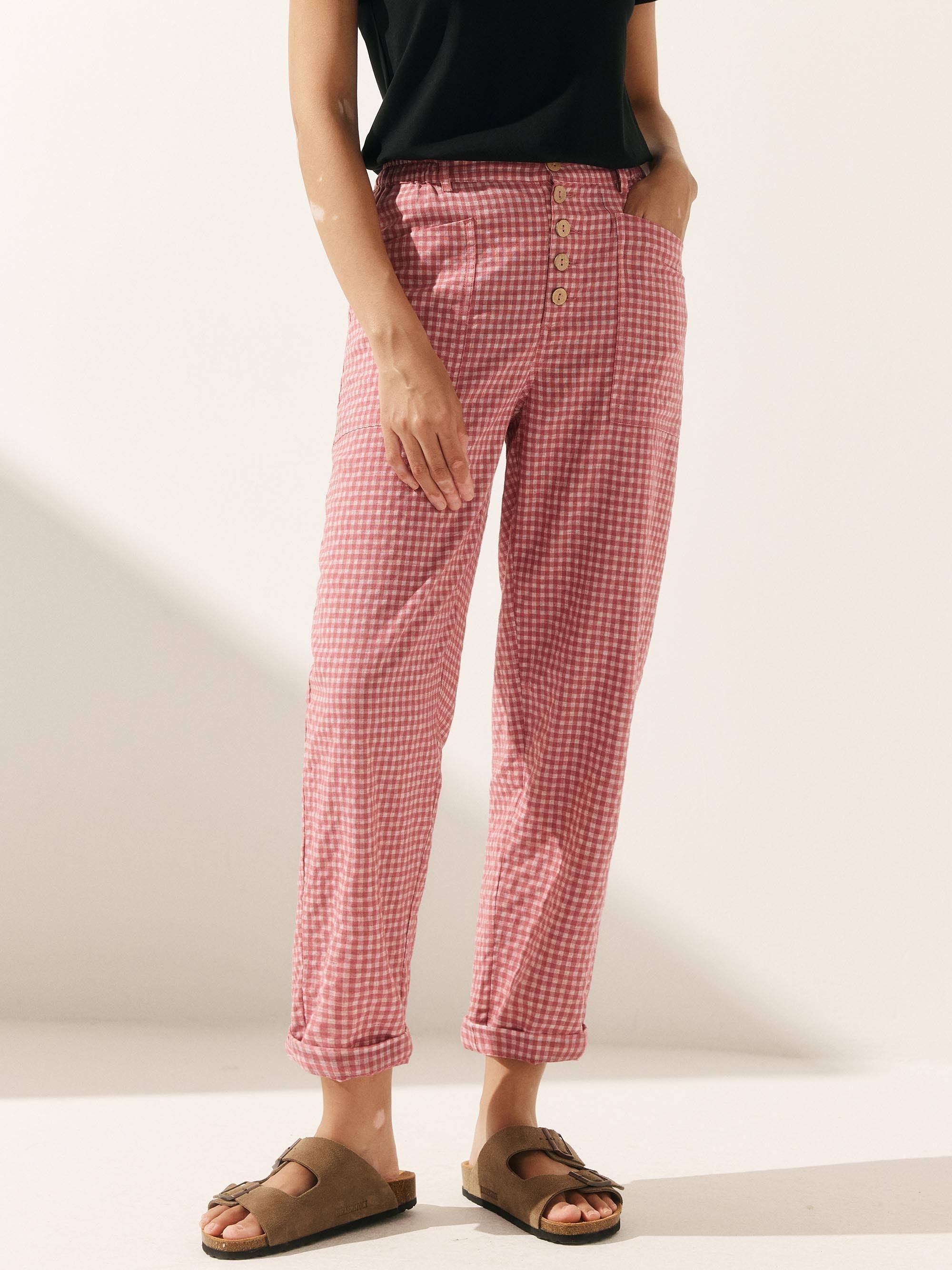 Linen Simple Button Fly Trousers HEIDI Linen Simple Button Fly Trousers HEIDI