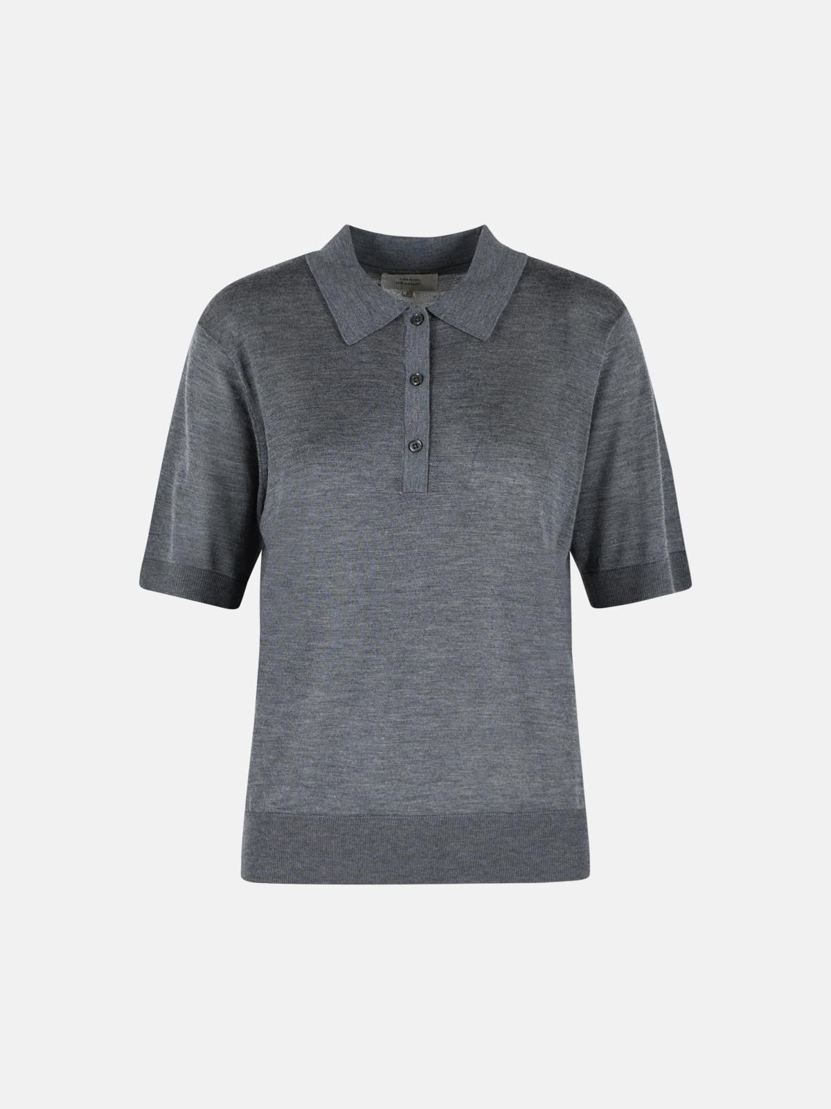 LOULOU DE SAISON ‘Migo’ Grey Cashmere Polo Shirt