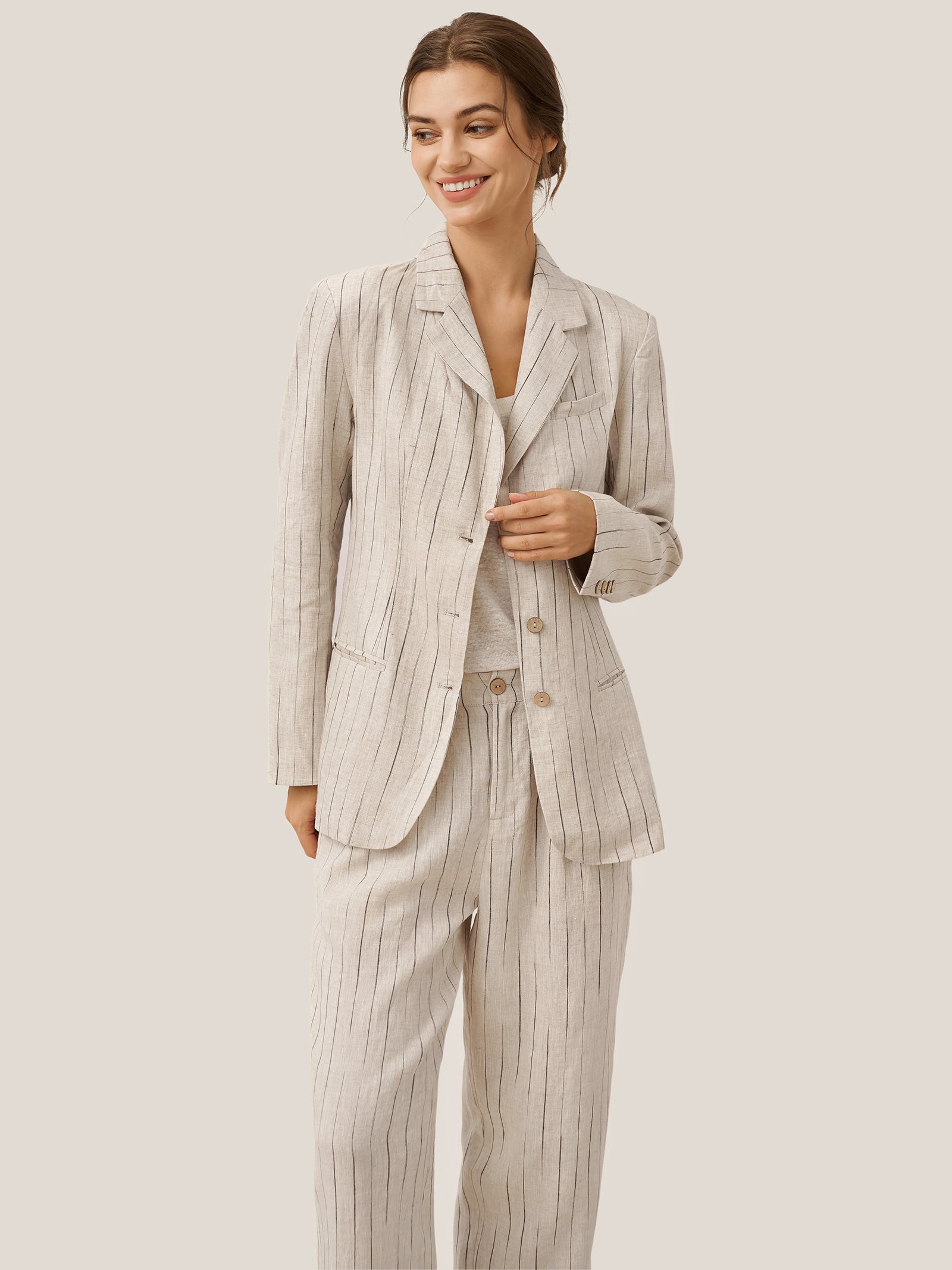 % Linen Sketch Stripe Suit Set ELOISE – Sketch Stripe Blazer % Linen Sketch Stripe Suit Set ELOISE – Sketch Stripe Blazer