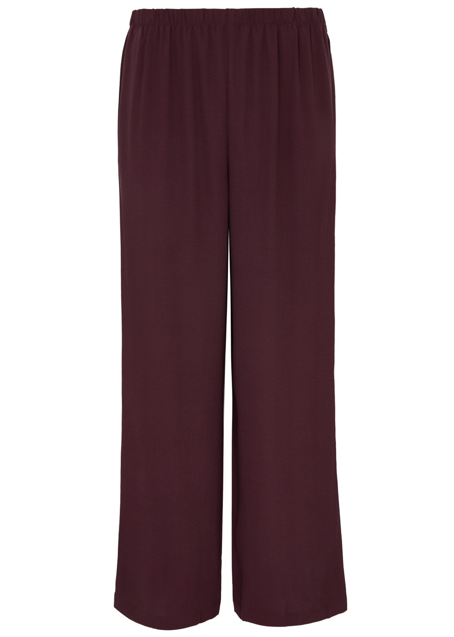 Eileen Fisher Straight-leg Silk-georgette Trousers – Burgundy Eileen Fisher Straight-leg Silk-georgette Trousers – Burgundy