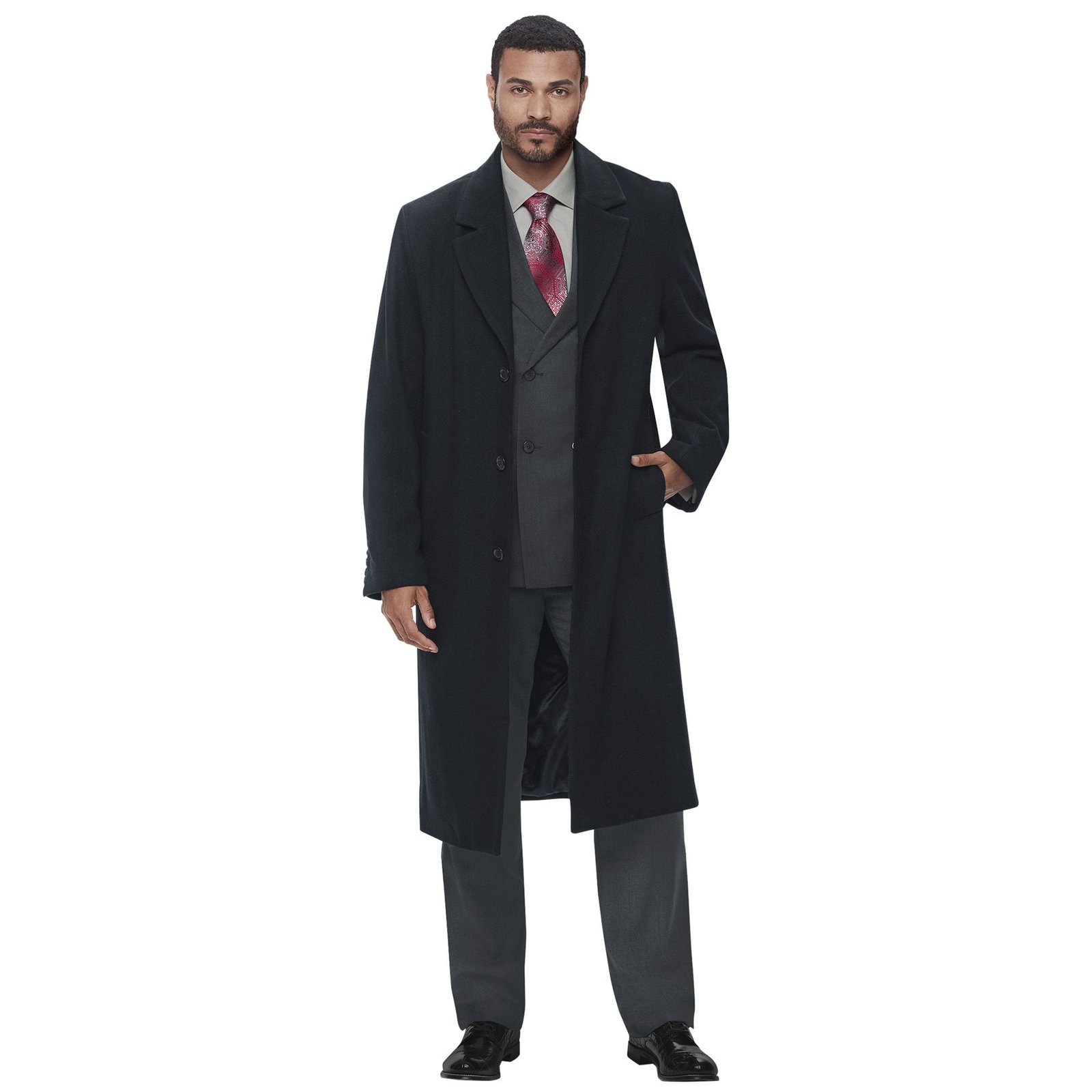 Mason Signature Men’s Wool-Blend Overcoat Black Coats Mason Signature Men’s Wool-Blend Overcoat Black Coats
