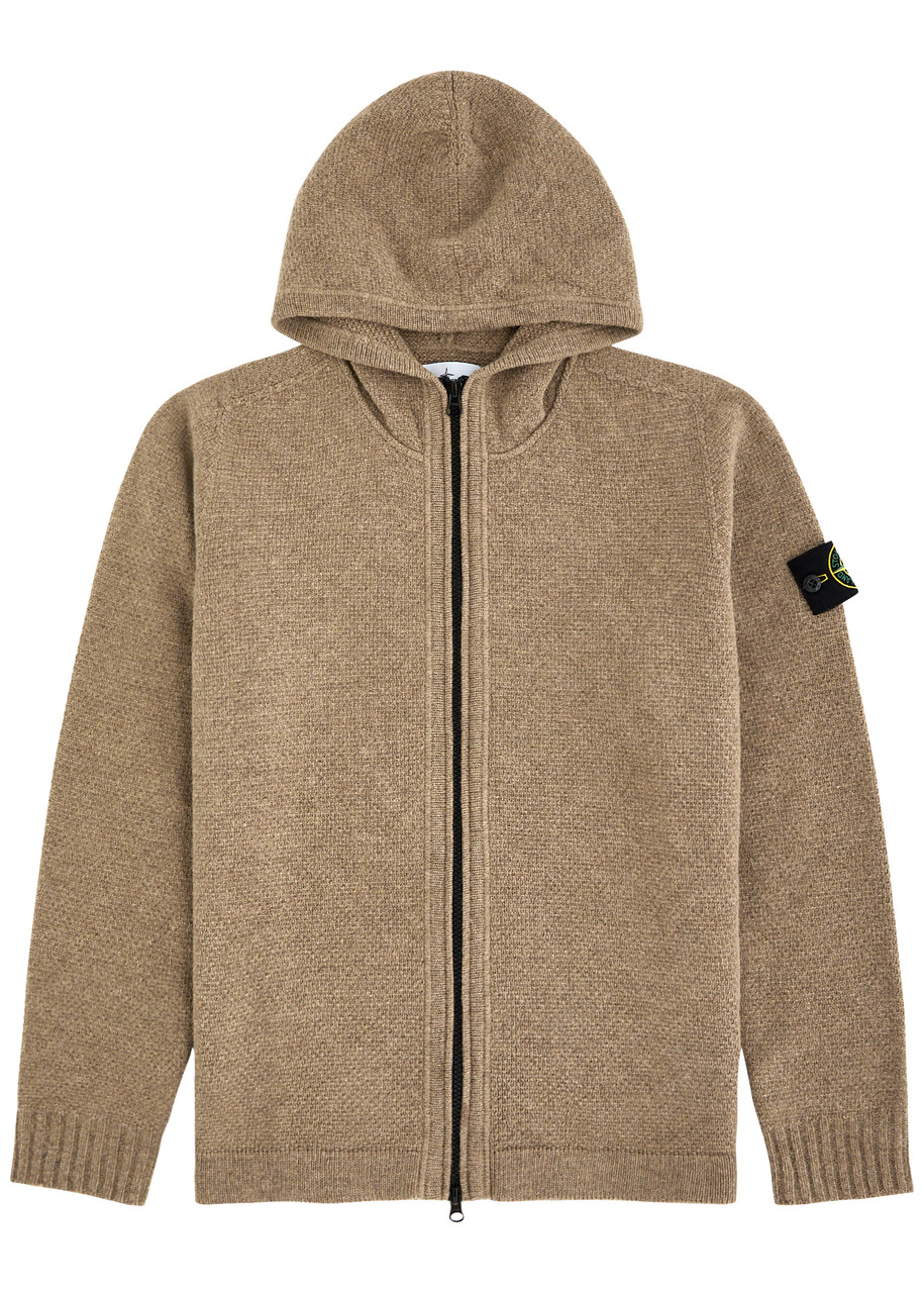 Stone Island Hooded Wool-blend Sweatshirt – Brown