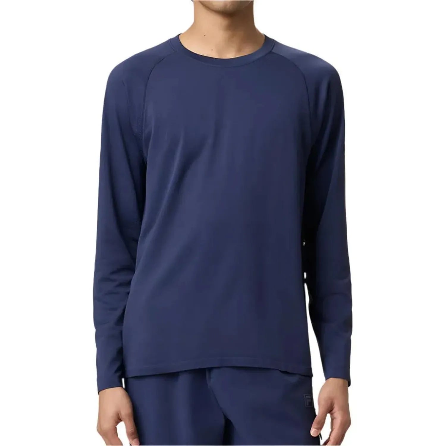 Mens Lucky Ace Seamless Long Sleeve Tennis Top FILA Navy Mens Lucky Ace Seamless Long Sleeve Tennis Top FILA Navy