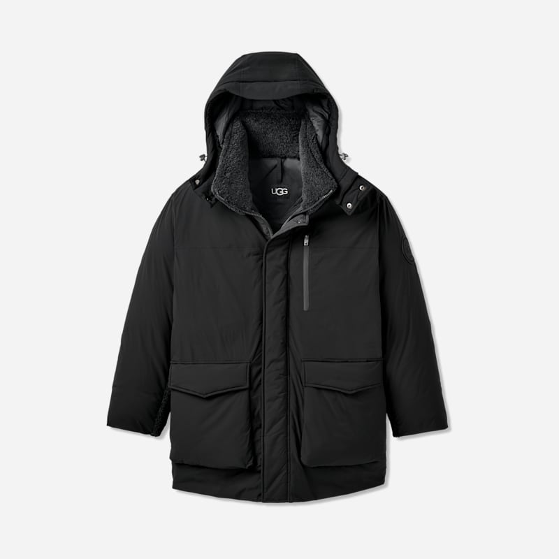 UGG® Men’s Eamon Down Parka Jacket Polyester in Black, Size