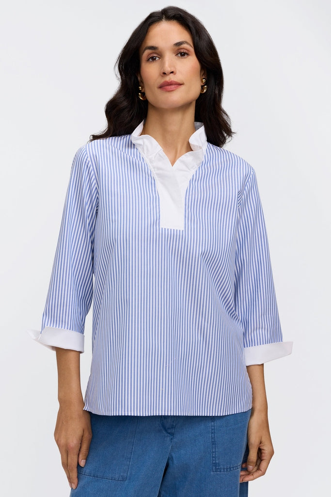 Tammy No Iron Pinpoint Striped Sleeve Popover Shirt Tammy No Iron Pinpoint Striped Sleeve Popover Shirt