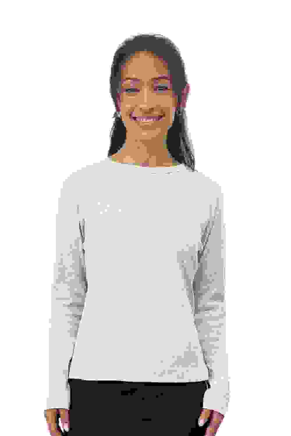 Long Sleeve Ribbed Shell Top in Cotton Spandex – Off White Large Long Sleeve Ribbed Shell Top in Cotton Spandex – Off White Large