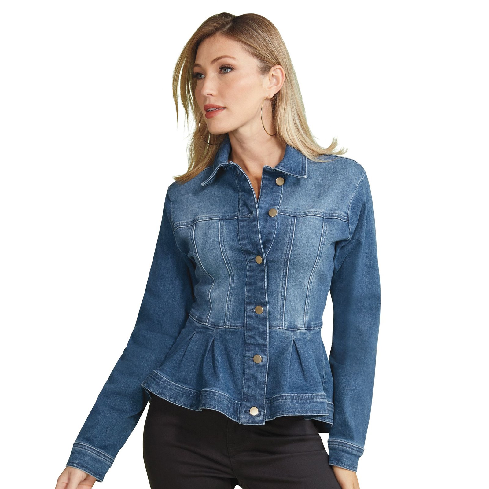 Masseys Flounced Denim Jacket Blue Jackets Masseys Flounced Denim Jacket Blue Jackets