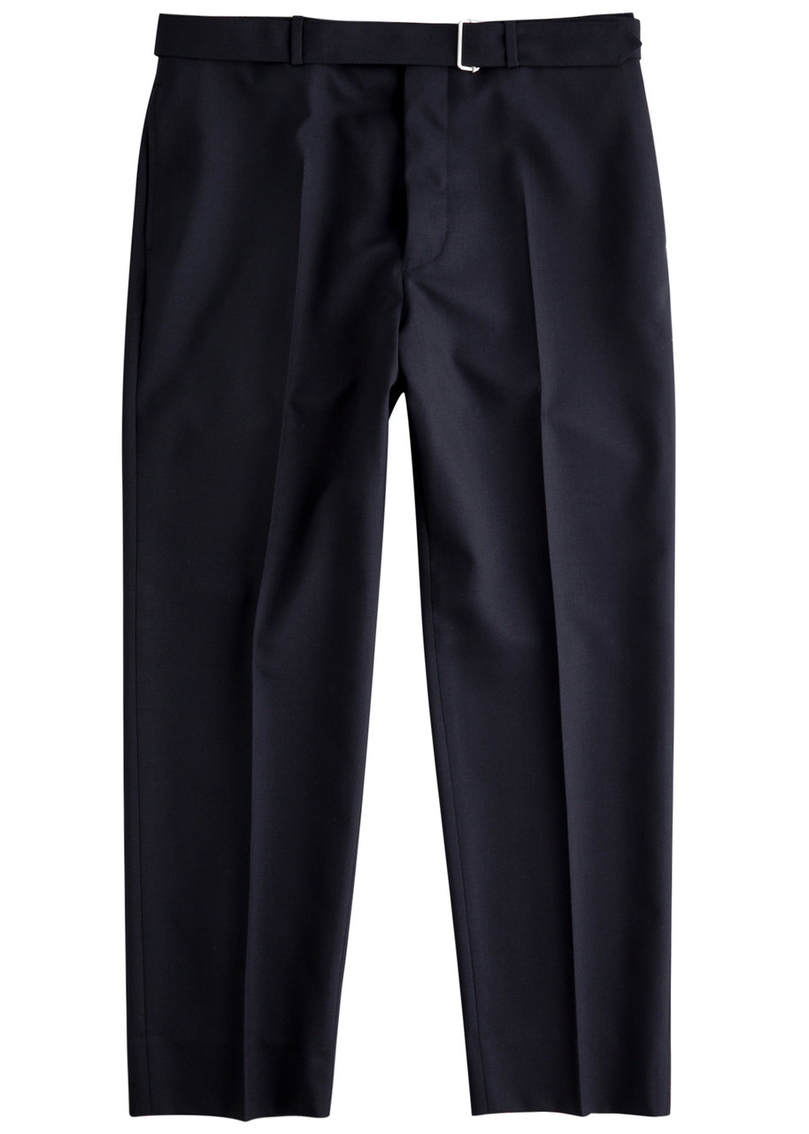 Officine Gnrale Hoche Belted Straight-leg Wool Trousers – Navy – IT