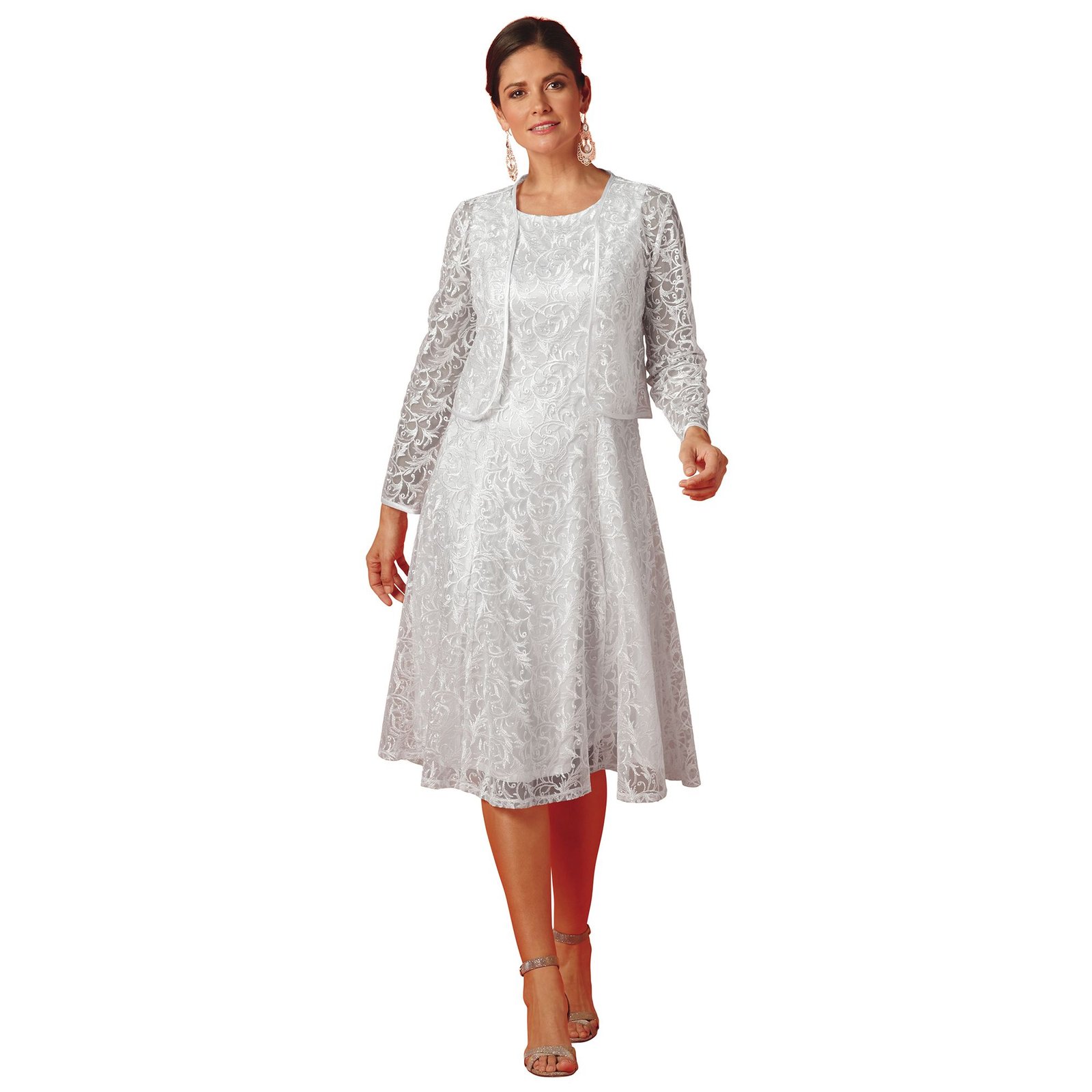Masseys Lace Dress and Jacket Suit White Suits Masseys Lace Dress and Jacket Suit White Suits