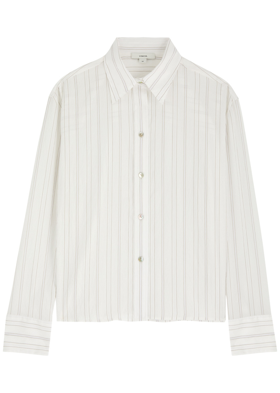 Vince Striped Woven Shirt – White Vince Striped Woven Shirt – White