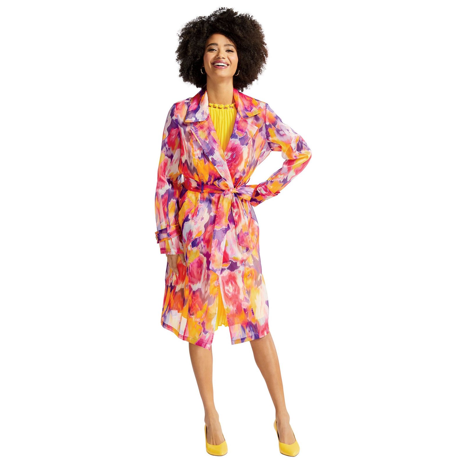 Masseys Sheer Organza Trench Coat Multi Jackets X Masseys Sheer Organza Trench Coat Multi Jackets X