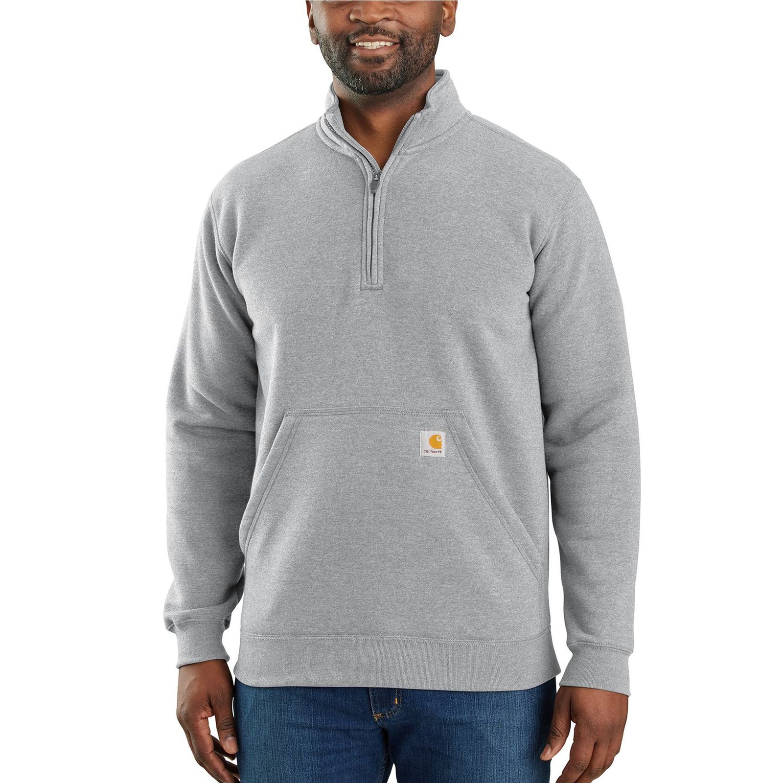 Carhartt Men’s Marquette Zip Mock Neck Sweatshirt Grey Knit Tops