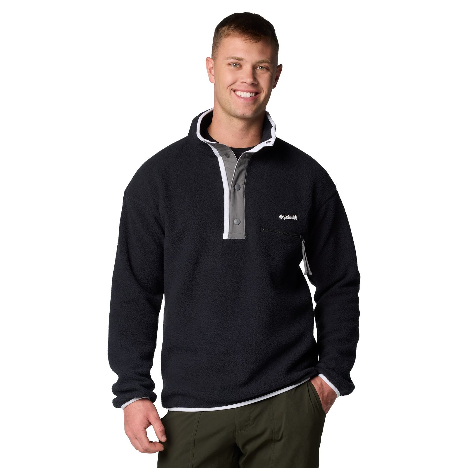 Columbia Men’s Helveria II Half Snap Fleece Black Knit Tops Columbia Men’s Helveria II Half Snap Fleece Black Knit Tops