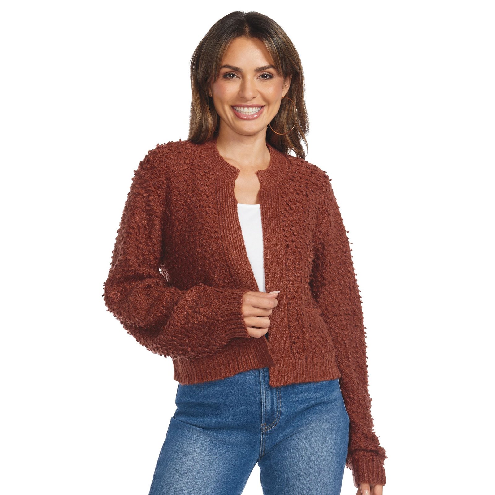 Masseys Textured Knit Cardigan Red Sweaters Masseys Textured Knit Cardigan Red Sweaters