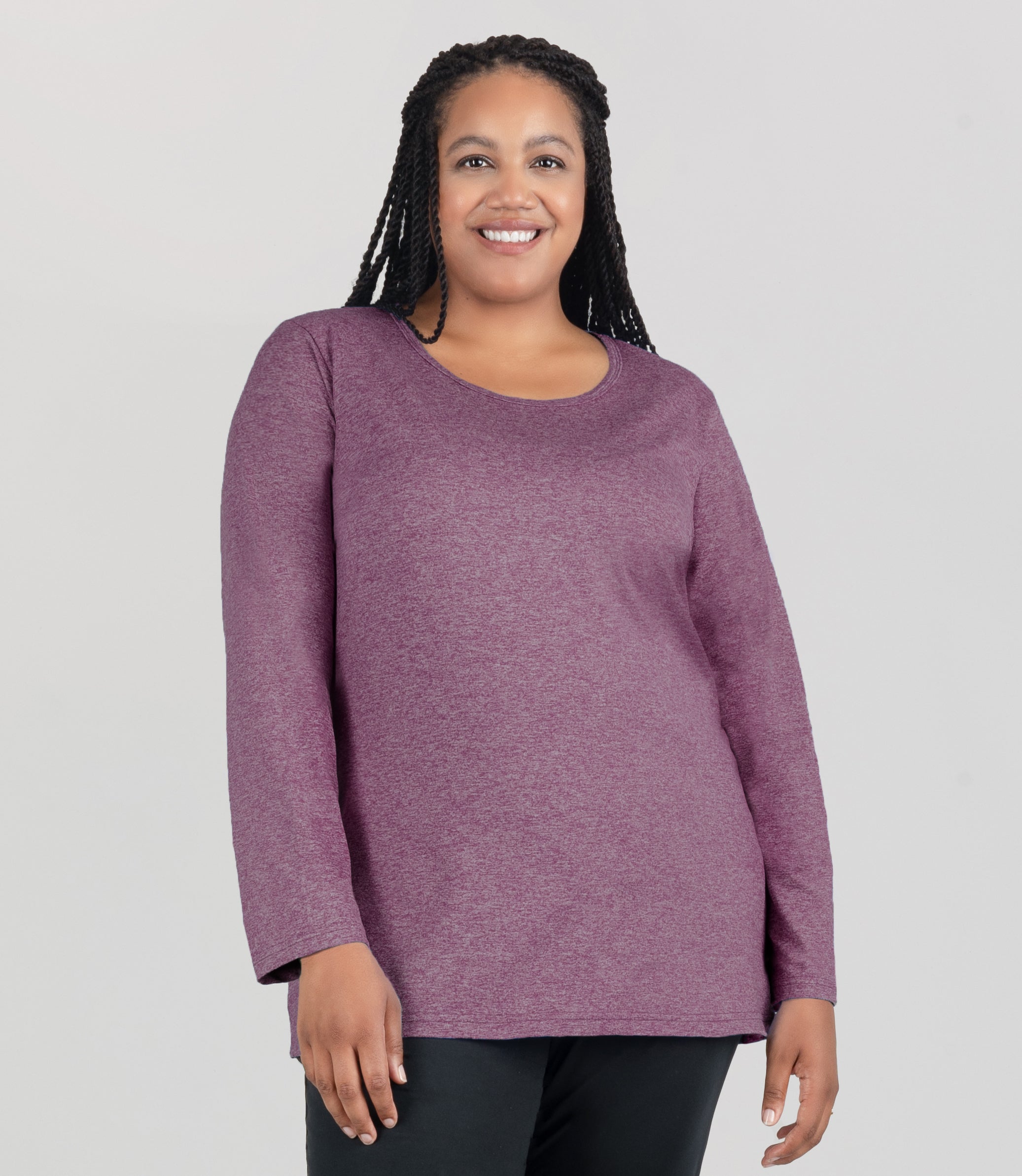 SoftWik Long Sleeve Crew Neck Top, X Heather Merlot SoftWik Long Sleeve Crew Neck Top, X Heather Merlot