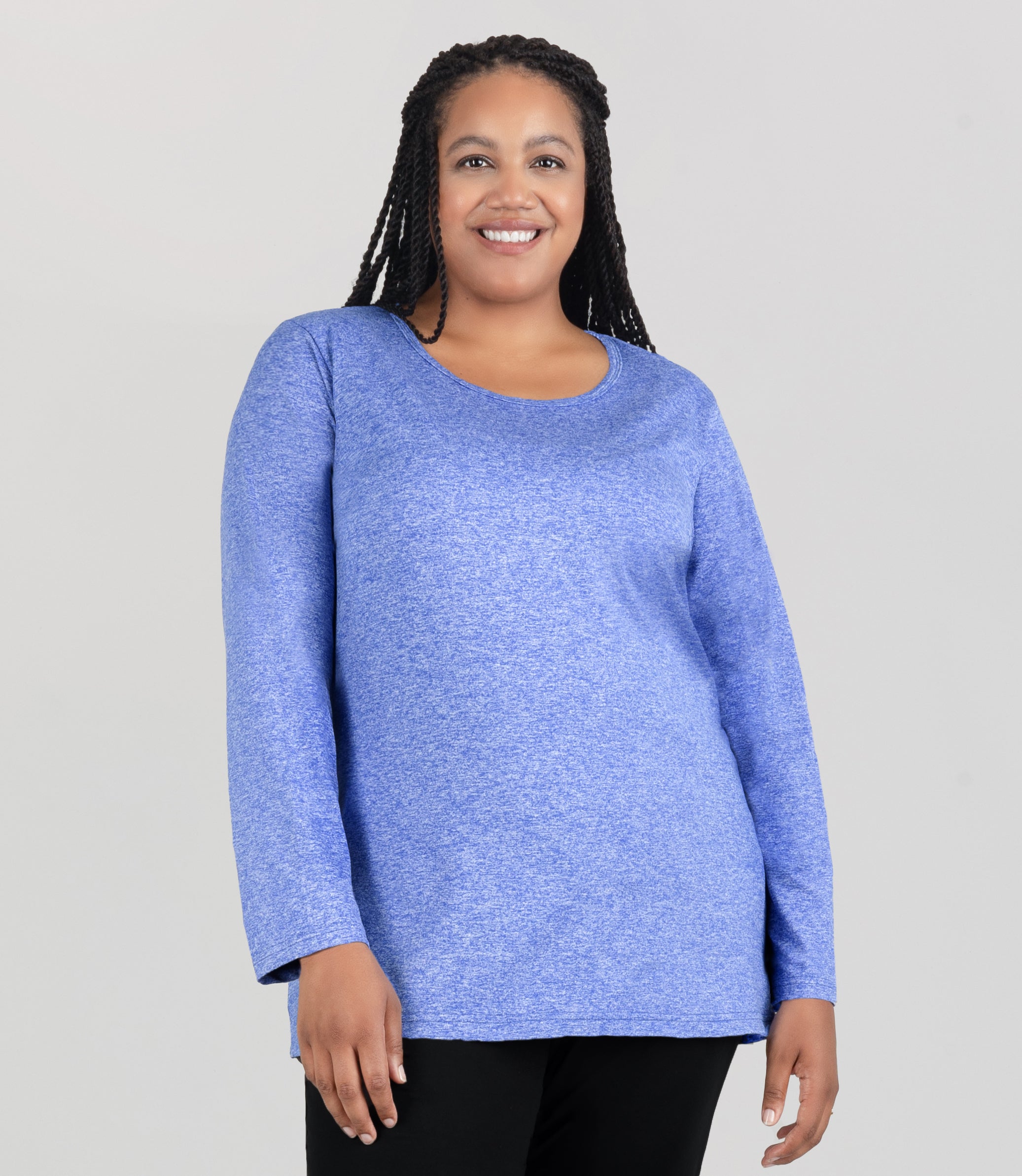 SoftWik Long Sleeve Crew Neck Top, Heather Royal SoftWik Long Sleeve Crew Neck Top, Heather Royal
