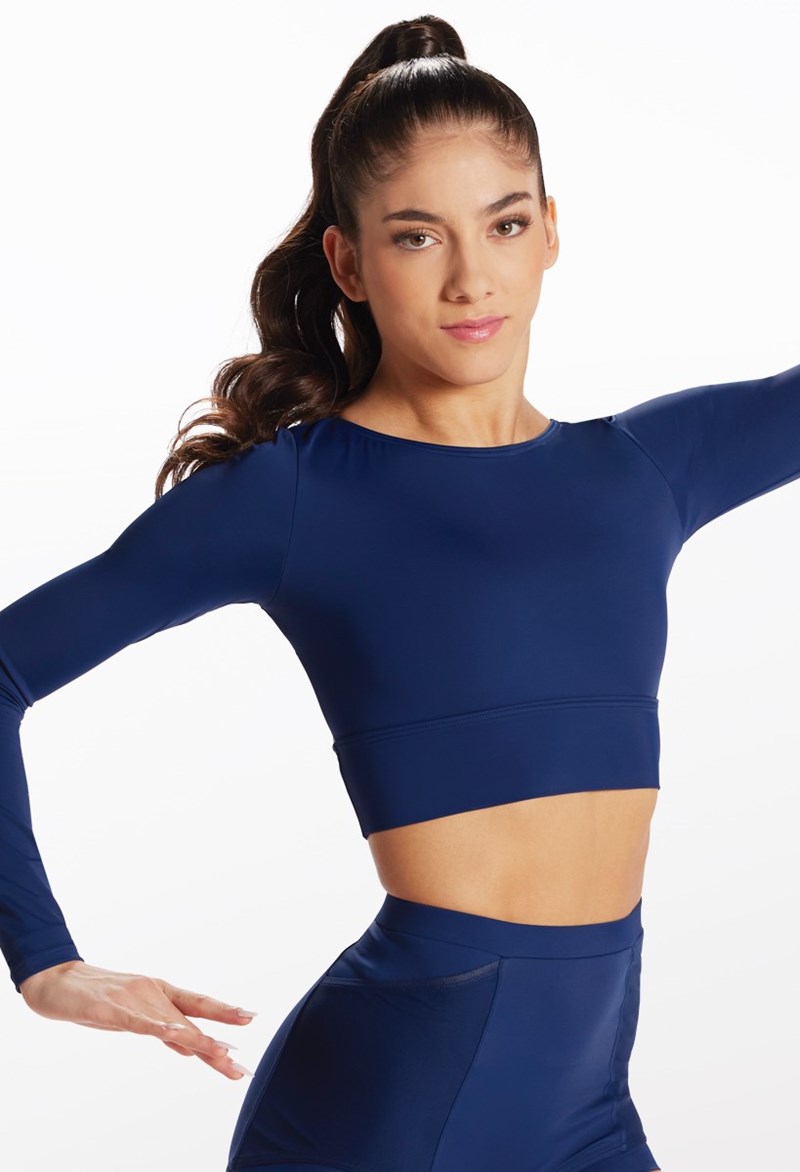 Long Sleeve O-Ring Crop Top – Navy – Intermediate Child – Dance Top Long Sleeve O-Ring Crop Top – Navy – Intermediate Child – Dance Top