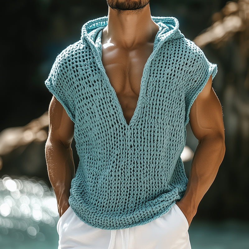 【-hour shipping out】Men’s Retro Casual Knit Hooded Tank Top MTADTO 【-hour shipping out】Men’s Retro Casual Knit Hooded Tank Top MTADTO
