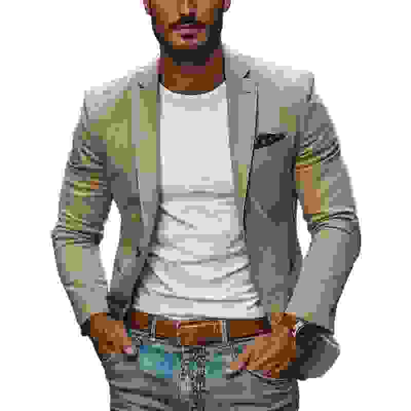 Men’s Casual Breathable Cotton Notched Lapel Single Breasted Slim Fit Blazer MTADM Men’s Casual Breathable Cotton Notched Lapel Single Breasted Slim Fit Blazer MTADM