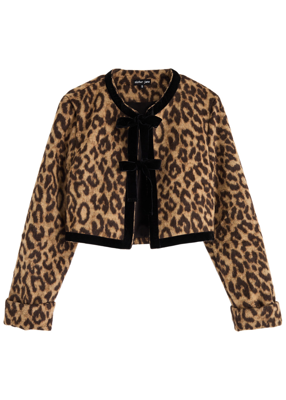 Sister Jane Lily Leopard-print Brushed Woven Cardigan – S Sister Jane Lily Leopard-print Brushed Woven Cardigan – S