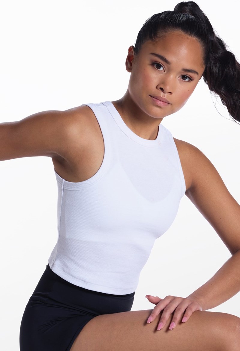 Fine Rib Racerback Crop Tank – White – Child – Dance Top Fine Rib Racerback Crop Tank – White – Child – Dance Top