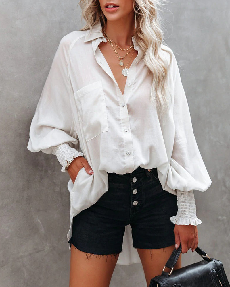 Zeagoo Zeagoo Button Up Shirt Long Sleeve Lapel Striped Casual Oversized Top – Grey Zeagoo Zeagoo Button Up Shirt Long Sleeve Lapel Striped Casual Oversized Top – Grey