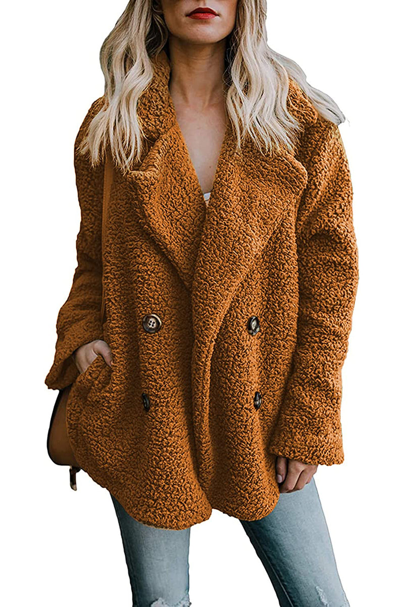 Faux Fur Coat Fuzzy Cardigan Warm Fleece Jacket – Zeagoo- Brown