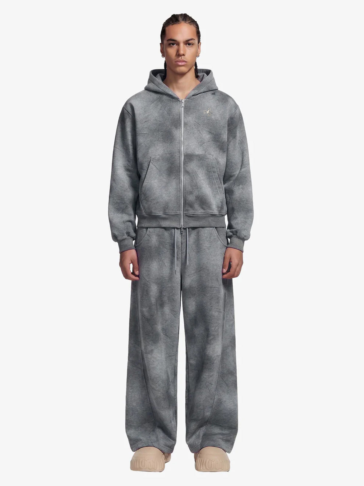 Vintage Washed Tie-Dye Zip Up Hoodie & Barrel Sweatpants Tracksuit Vintage Washed Tie-Dye Zip Up Hoodie & Barrel Sweatpants Tracksuit