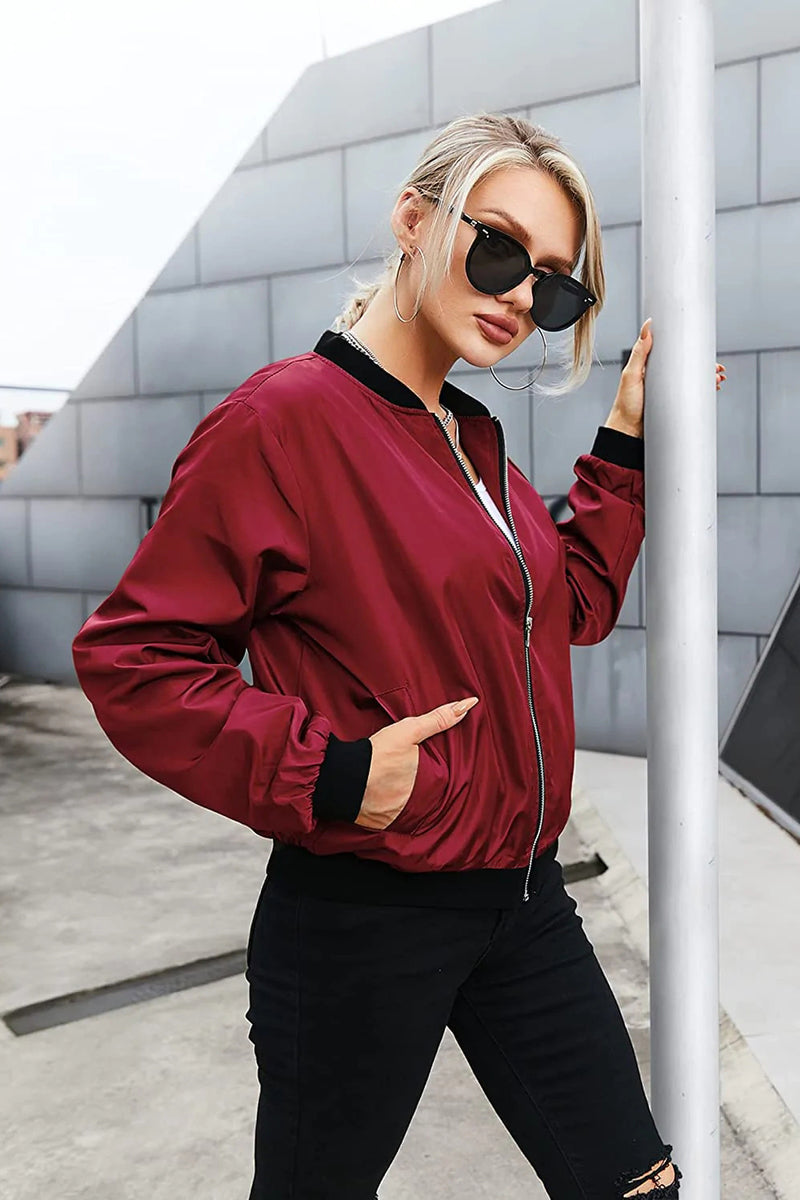 Zeagoo Bomber Zip Up Windbreaker Jacket – Wine Red