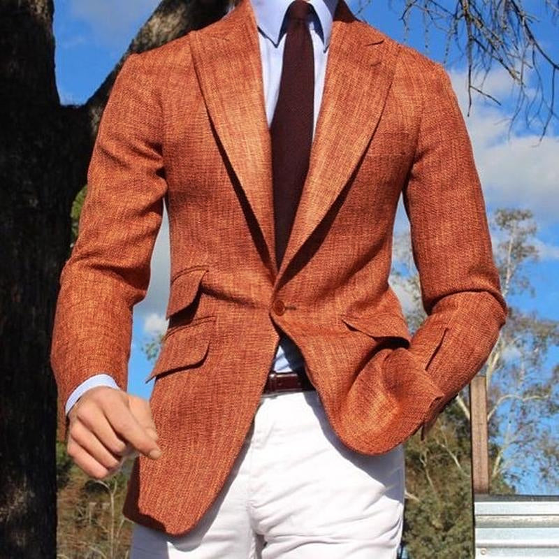 Men’s Solid Color Lapel Cotton and Linen Blazer X Men’s Solid Color Lapel Cotton and Linen Blazer X
