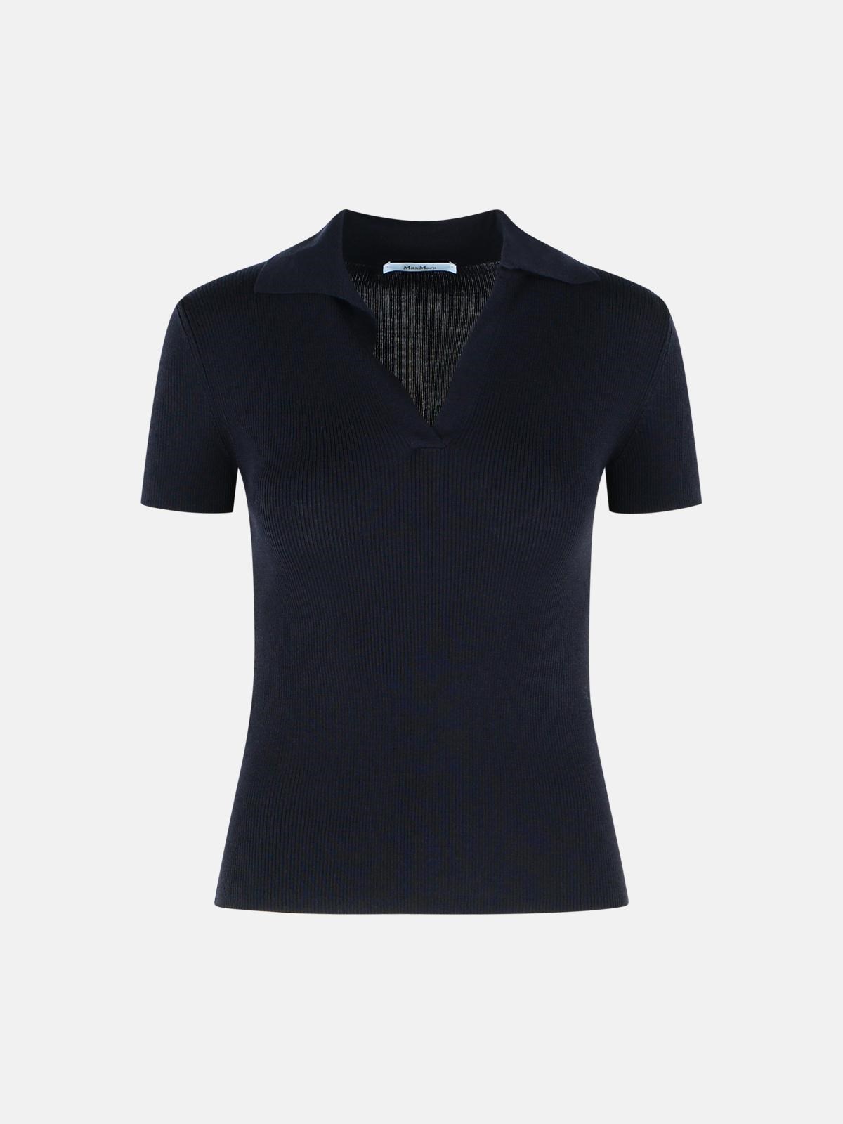 MAX MARA ‘Albero’ Dark Blue Virgin Wool Polo Shirt