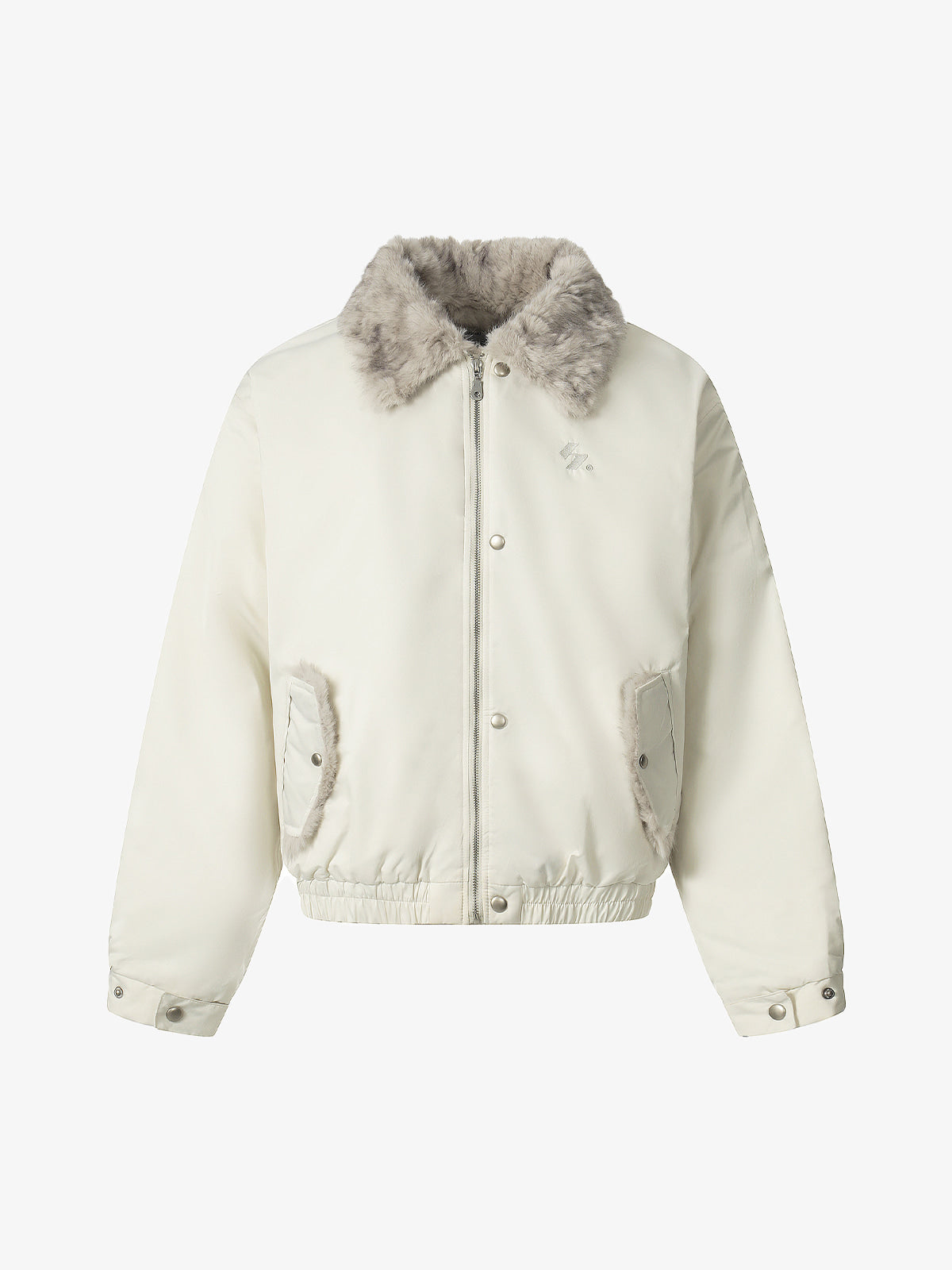 Faux Fur Collar Zipper Padded Bomber Jacket Faux Fur Collar Zipper Padded Bomber Jacket