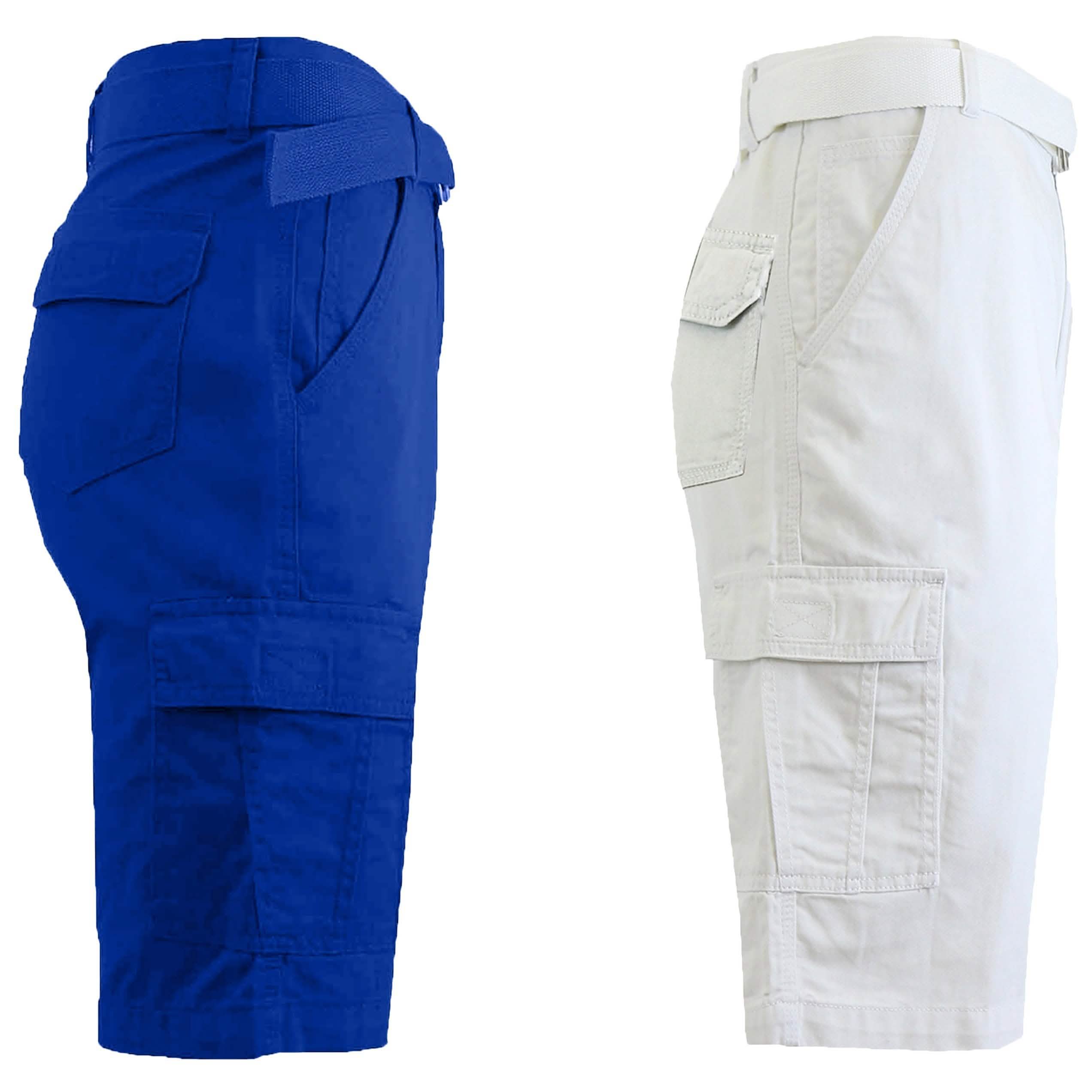 -Pack: Men’s Cotton Classic Cargo Shorts With Belt – RoyalWhite -Pack: Men’s Cotton Classic Cargo Shorts With Belt – RoyalWhite