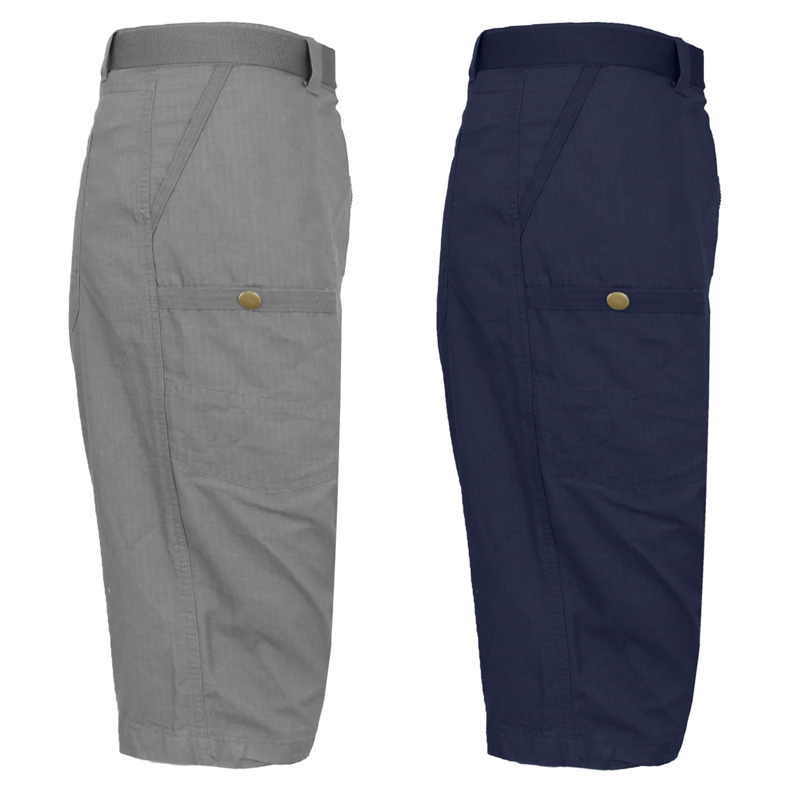 -Pack: Men’s Tech Extended Size Cotton Cargo Utility Belted Shorts – Light GrayNavy -Pack: Men’s Tech Extended Size Cotton Cargo Utility Belted Shorts – Light GrayNavy