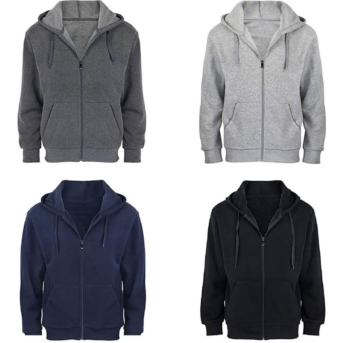 -Pack: Men’s Fleece Cotton Blend Full-Zip Hoodie -Pack: Men’s Fleece Cotton Blend Full-Zip Hoodie