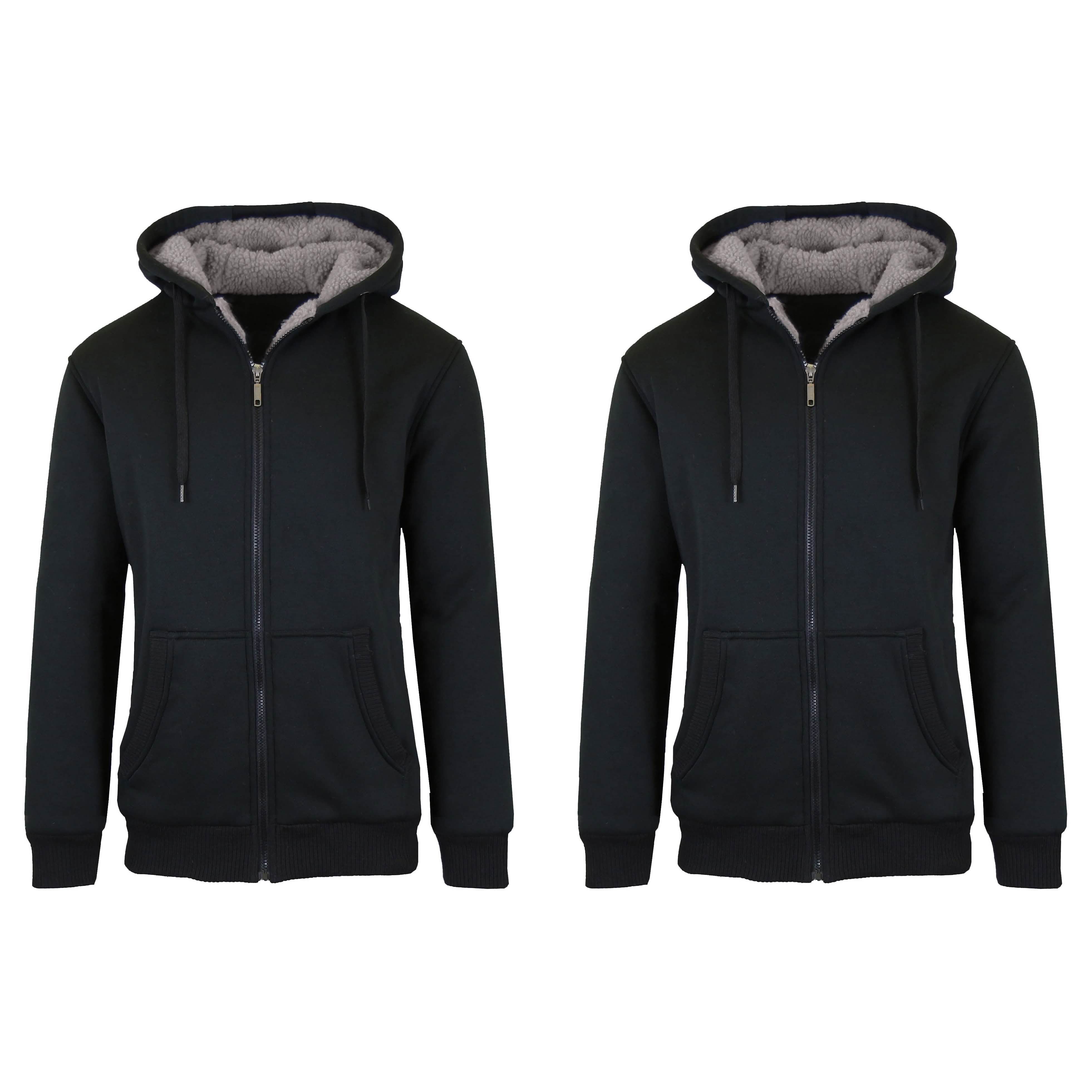 -Pack: Men’s Heavyweight Sherpa Fleece-Lined Zip Hoodie Sweater – BlackBlack -Pack: Men’s Heavyweight Sherpa Fleece-Lined Zip Hoodie Sweater – BlackBlack