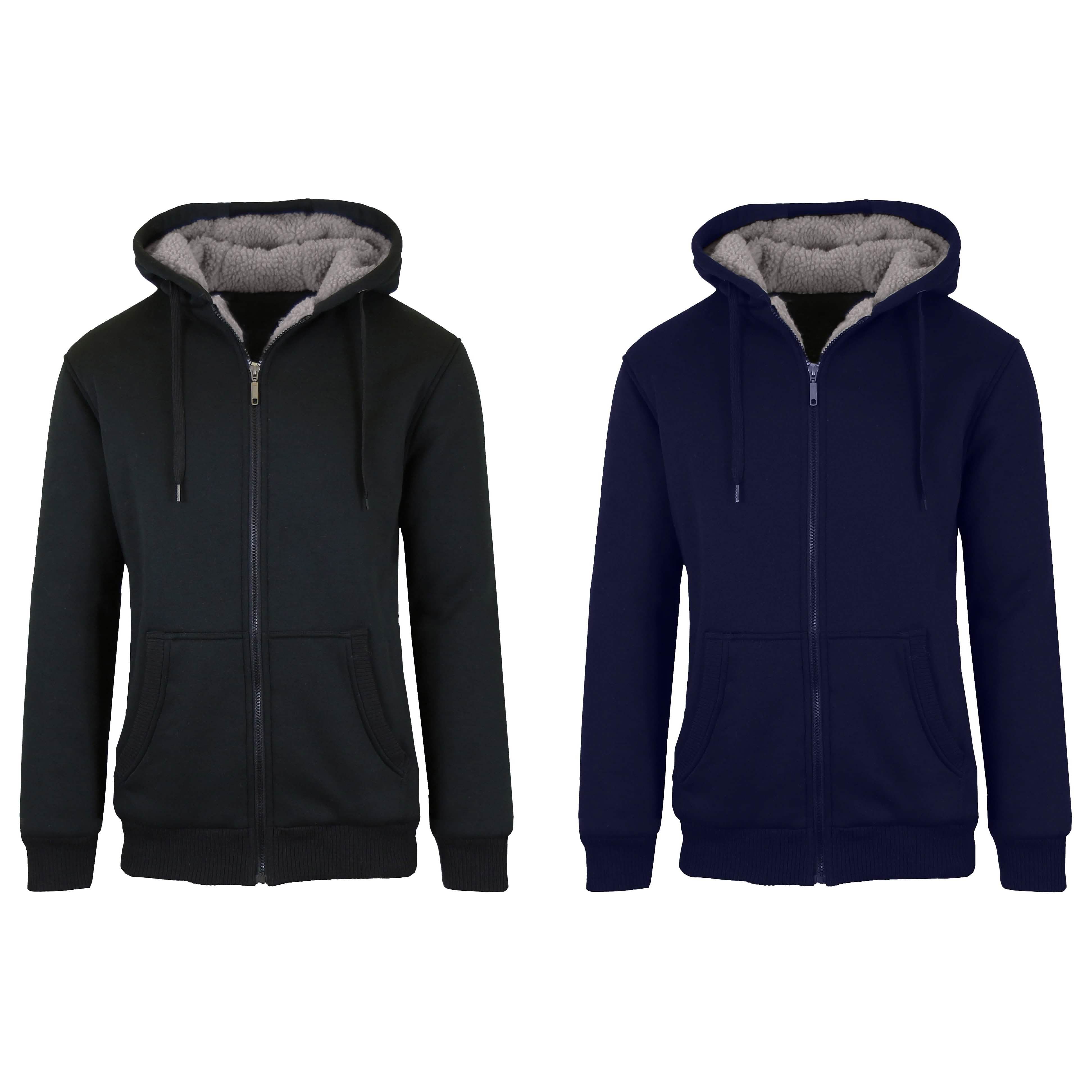 -Pack: Men’s Heavyweight Sherpa Fleece-Lined Zip Hoodie Sweater – BlackNavy -Pack: Men’s Heavyweight Sherpa Fleece-Lined Zip Hoodie Sweater – BlackNavy