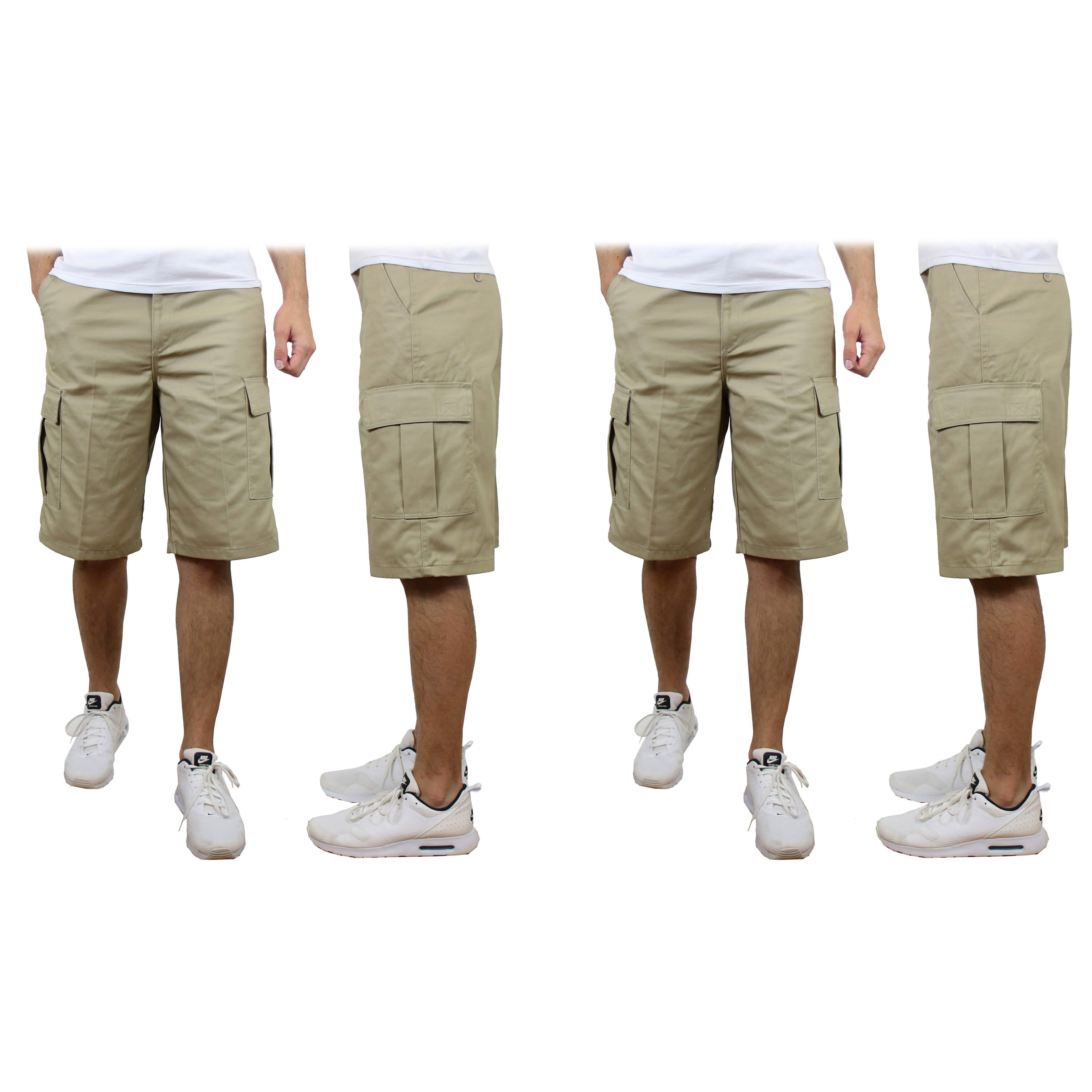 -Pack: Men’s Non-Belted Premium Cotton Blend Cargo Shorts – KhakiKhaki