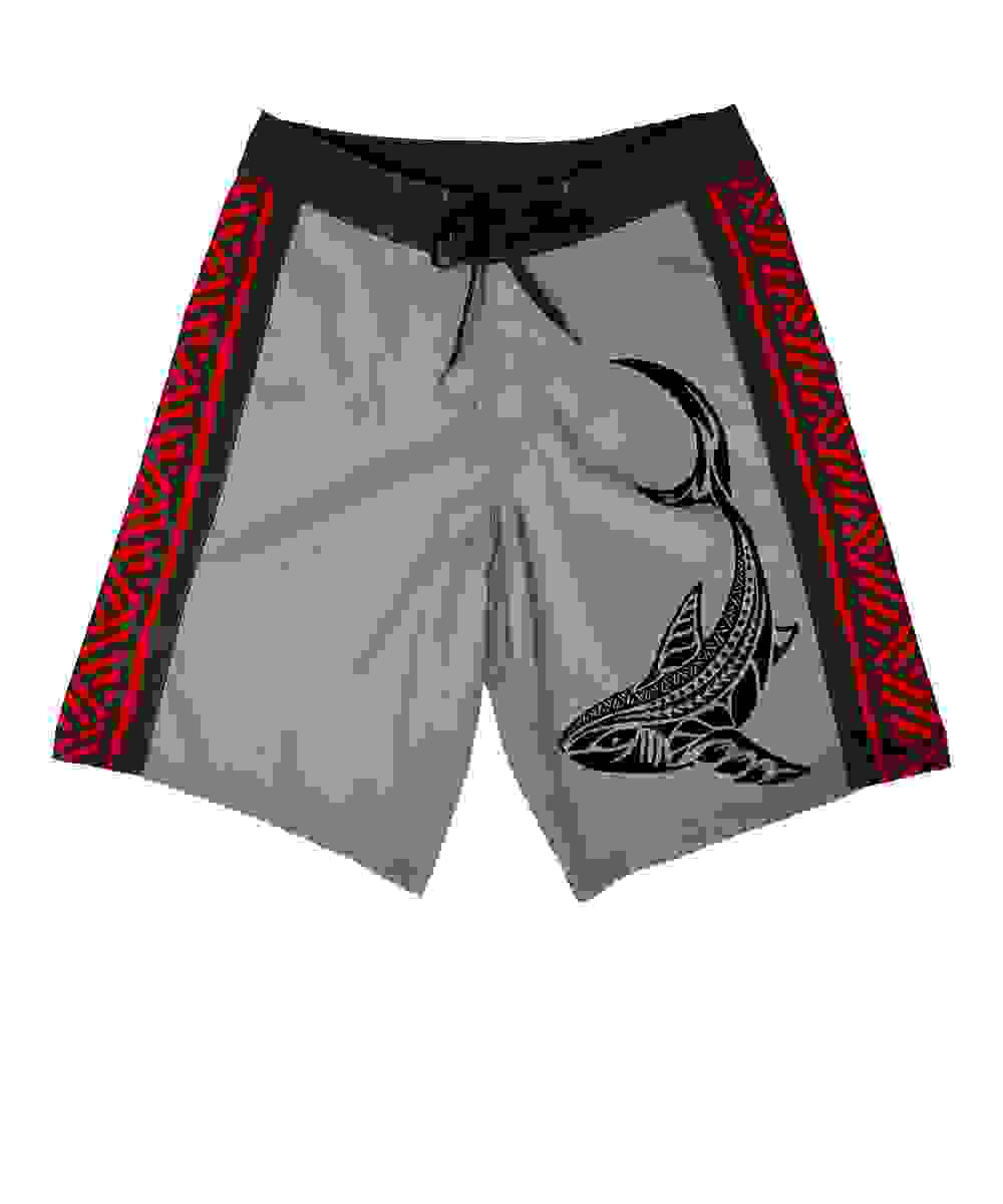 Men’s Gray Board Shorts Crazy Shirts Mano Dive Tribal Men’s Gray Board Shorts Crazy Shirts Mano Dive Tribal