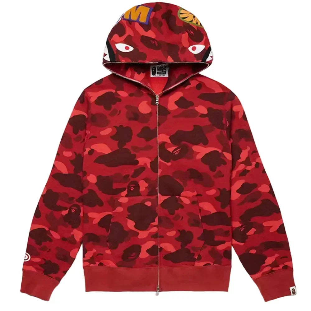 BAPE Color Camo Shark Full Zip Hoodie Red BAPE Color Camo Shark Full Zip Hoodie Red