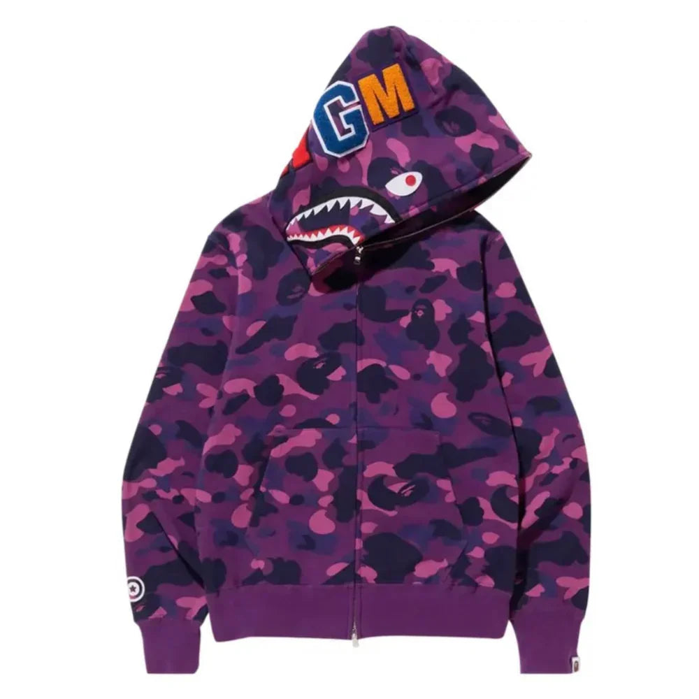 BAPE Color Camo Shark Full Zip Hoodie Purple BAPE Color Camo Shark Full Zip Hoodie Purple